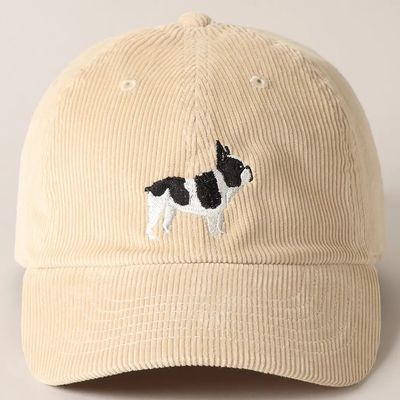COTTON HAT FRENCH BULLDOG TAN CORD