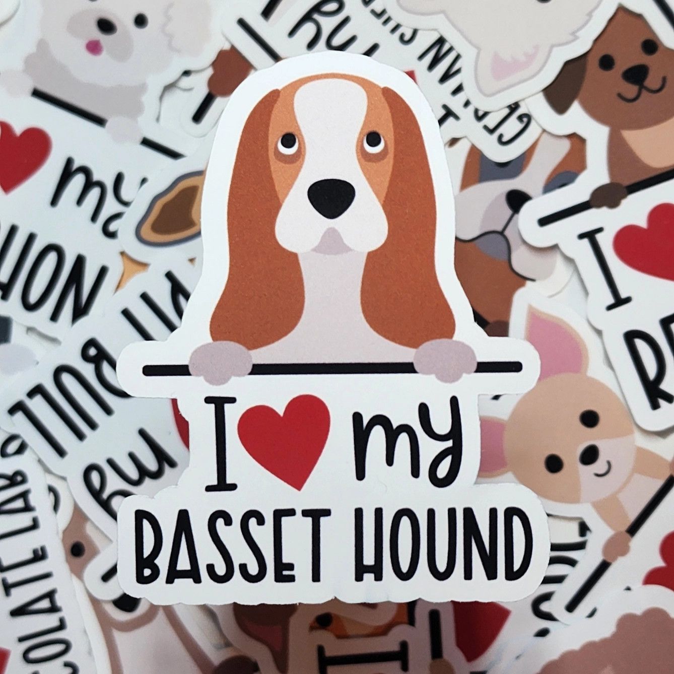 BREED STICKER I LOVE MY BASSET HOUND