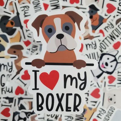 BREED STICKER I LOVE MY BOXER