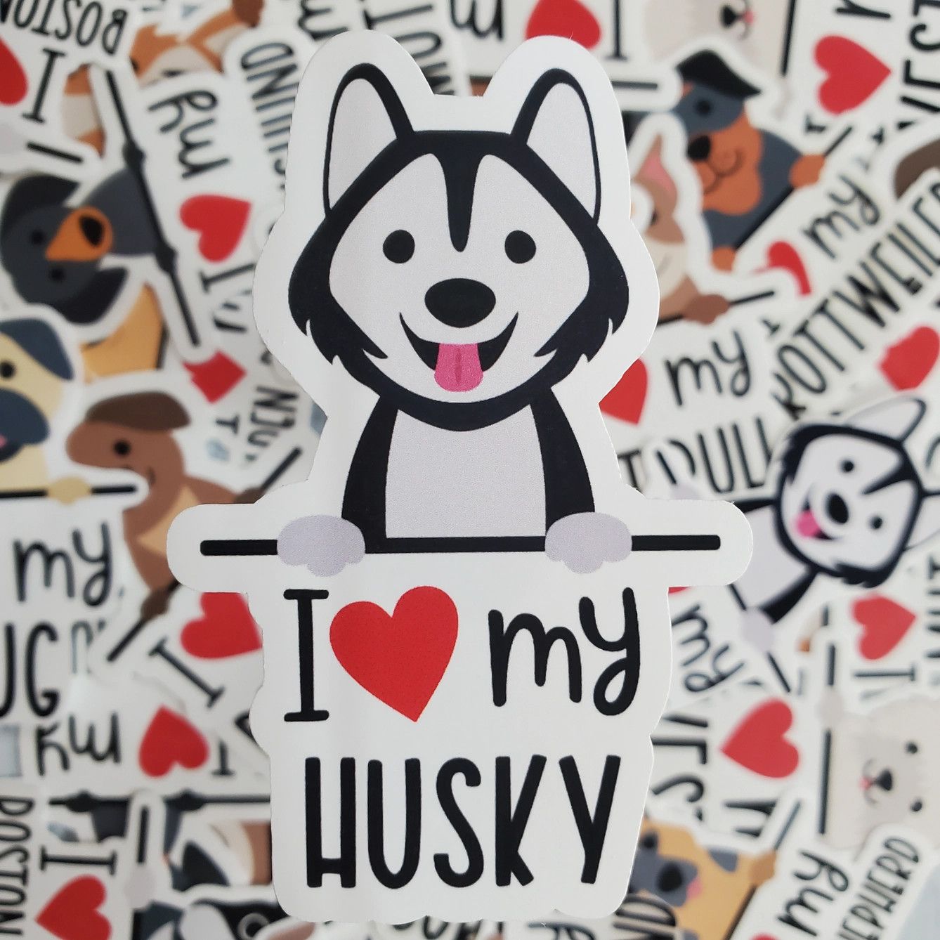 BREED STICKER I LOVE MY HUSKY