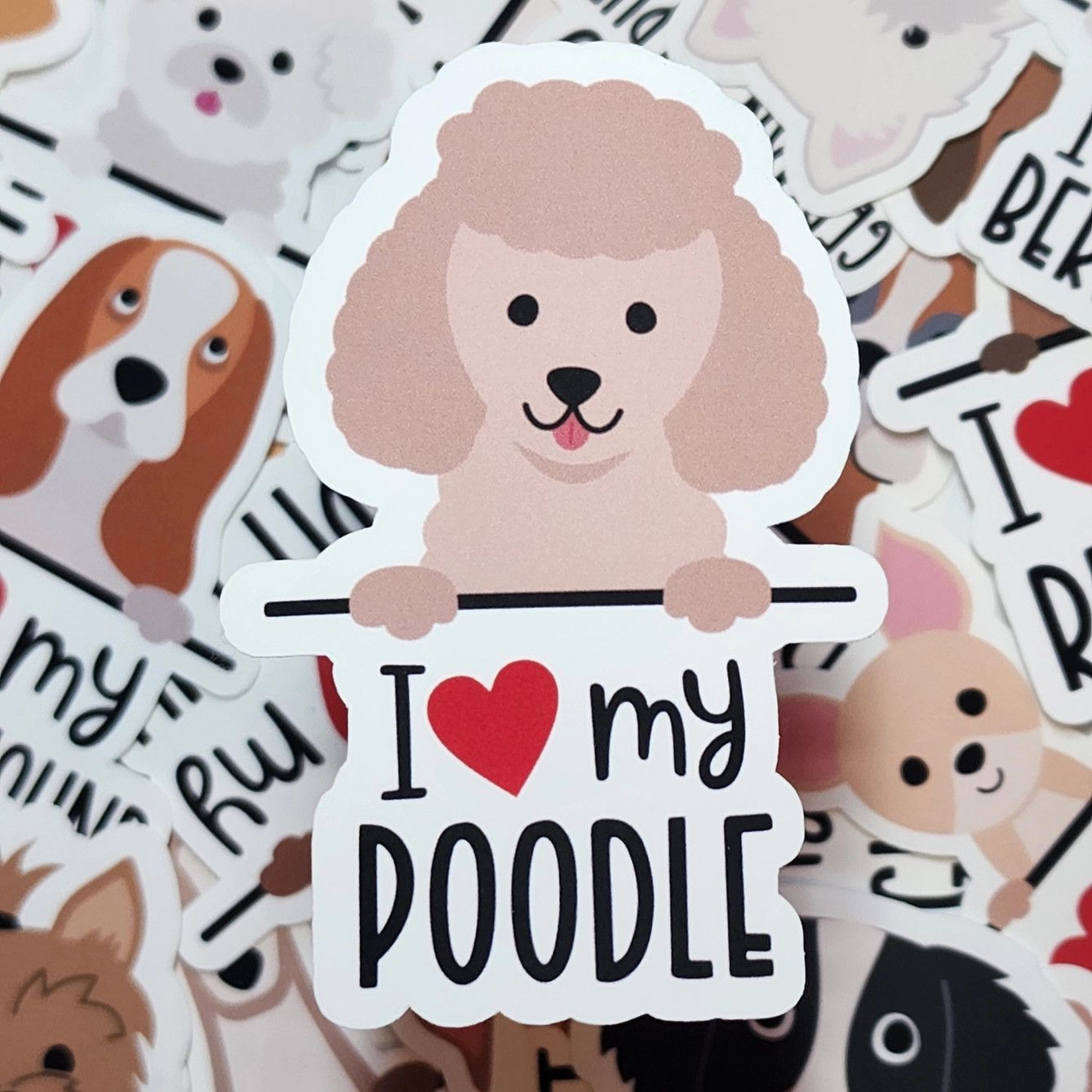 BREED STICKER I LOVE MY POODLE