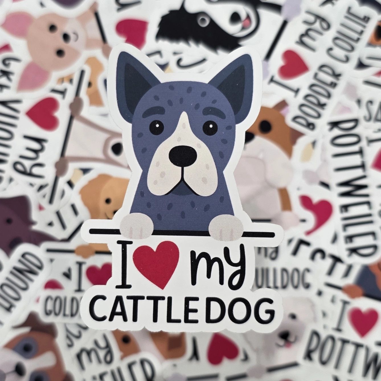 BREED STICKER I LOVE MY CATTLE DOG