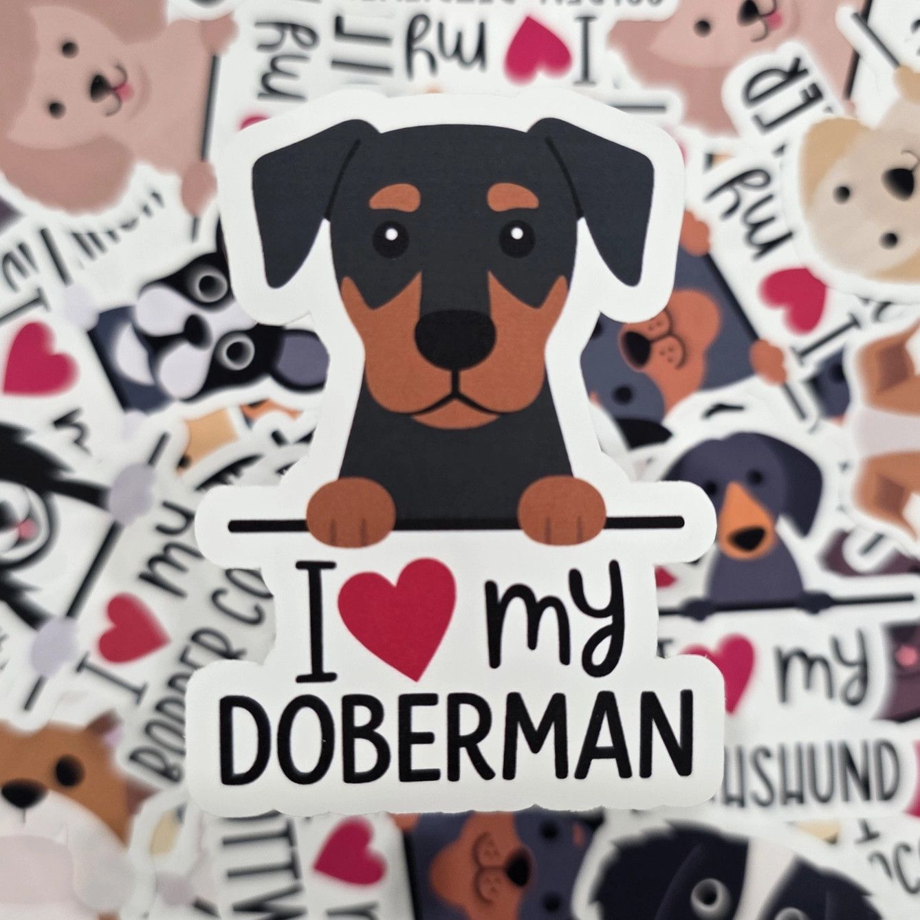 BREED STICKER I LOVE MY DOBERMAN