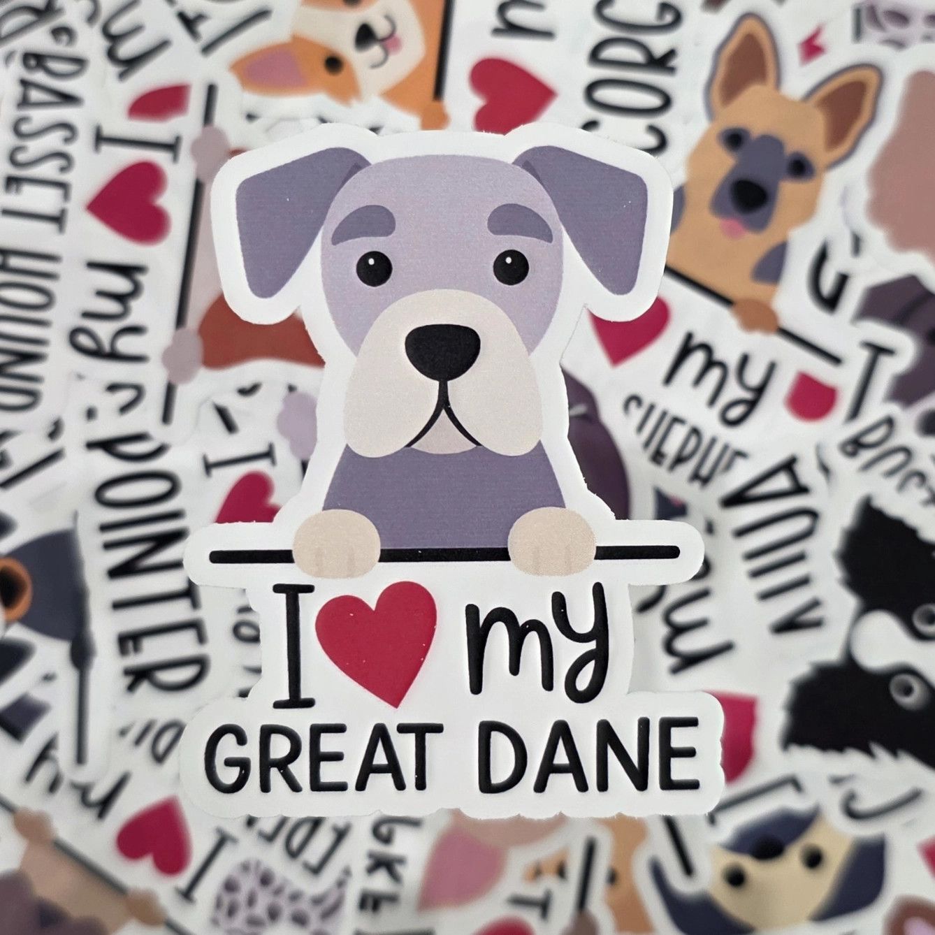 BREED STICKER I LOVE MY GREAT DANE
