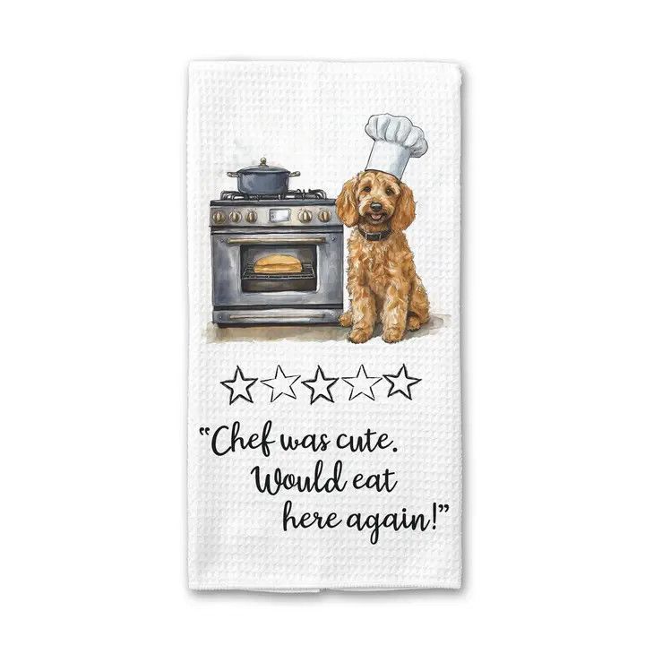 KITCHEN TOWEL CHEF WAS CUTE WOULD EAT HERE AGAIN DOODLE