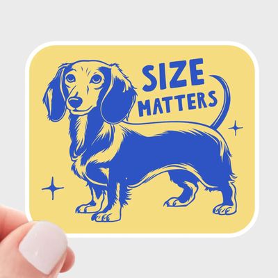 NOVELTY STICKER SIZE MATTERS DACHSHUND