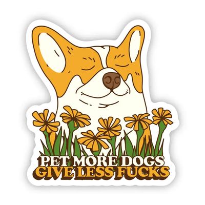 NOVELTY STICKER PET MORE DOGS GIVE LESS FUCKS CORGI