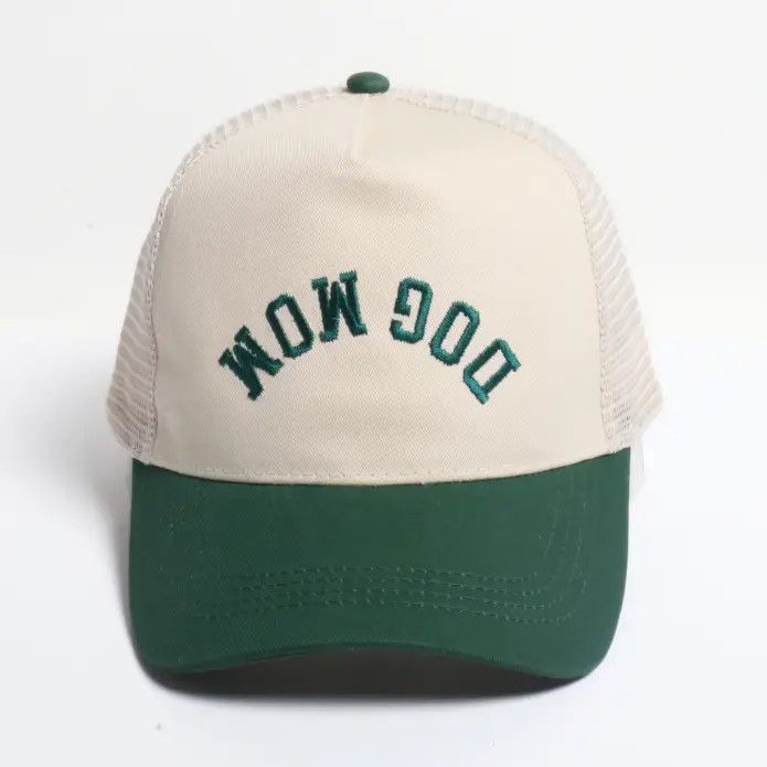 STRUCTURED TRUCKER HAT UPSIDE DOWN GREEN DOG MOM