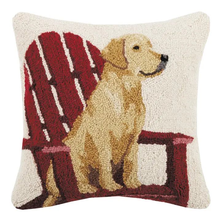PILLOW ADIRONDACK YELLOW LABRADOR HOOK