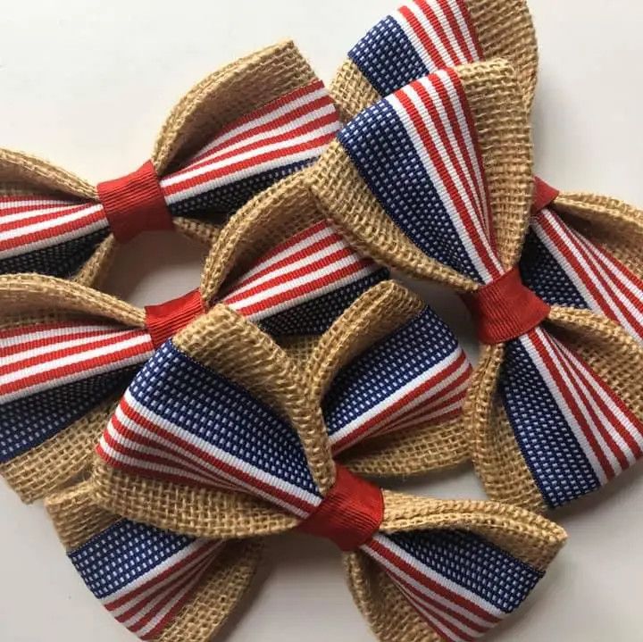 BOW TIE BURLAP AMERICAN FLAG