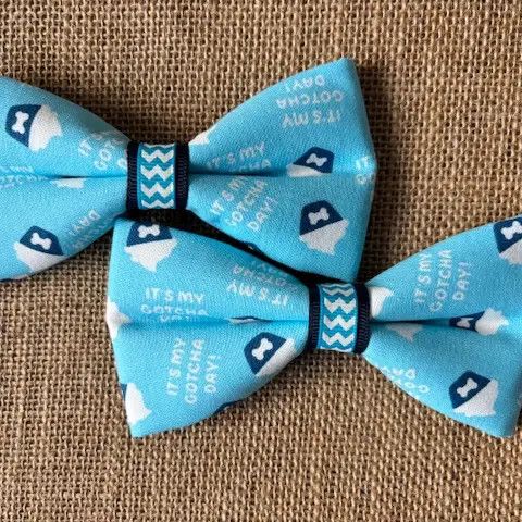 BOW TIE BURLAP GOTCHA DAY BLUE