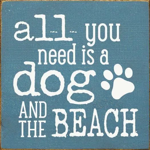 BLOCK SIGN ALL YOU NEED IS A DOG AND THE BEACH
