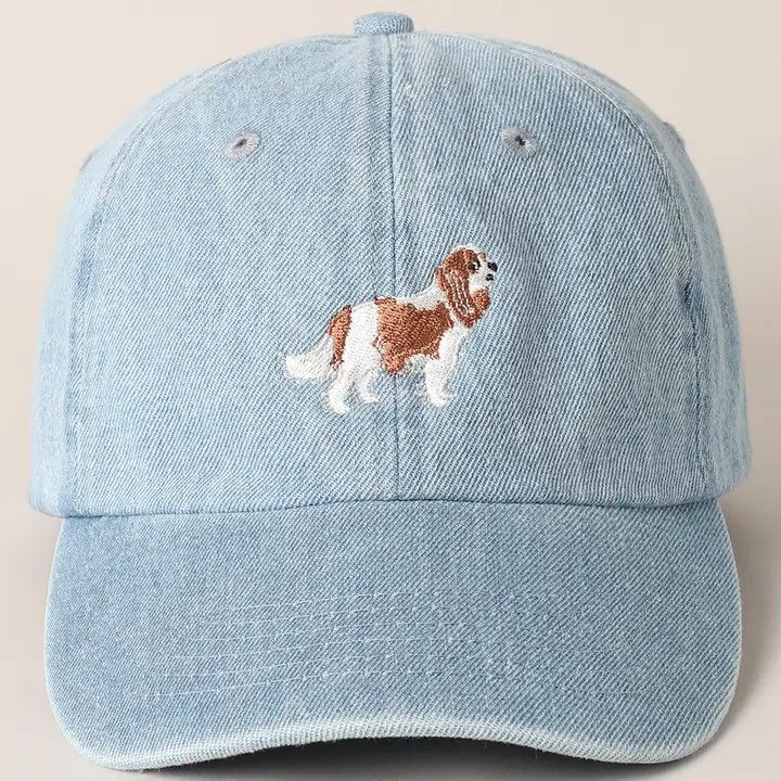 COTTON HAT LIGHT DENIM CAVALIER KING CHARLES SPANIEL