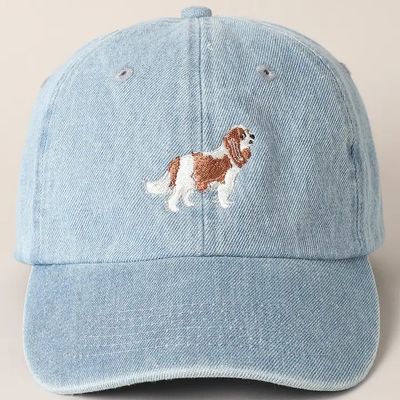 COTTON HAT LIGHT DENIM CAVALIER KING CHARLES SPANIEL