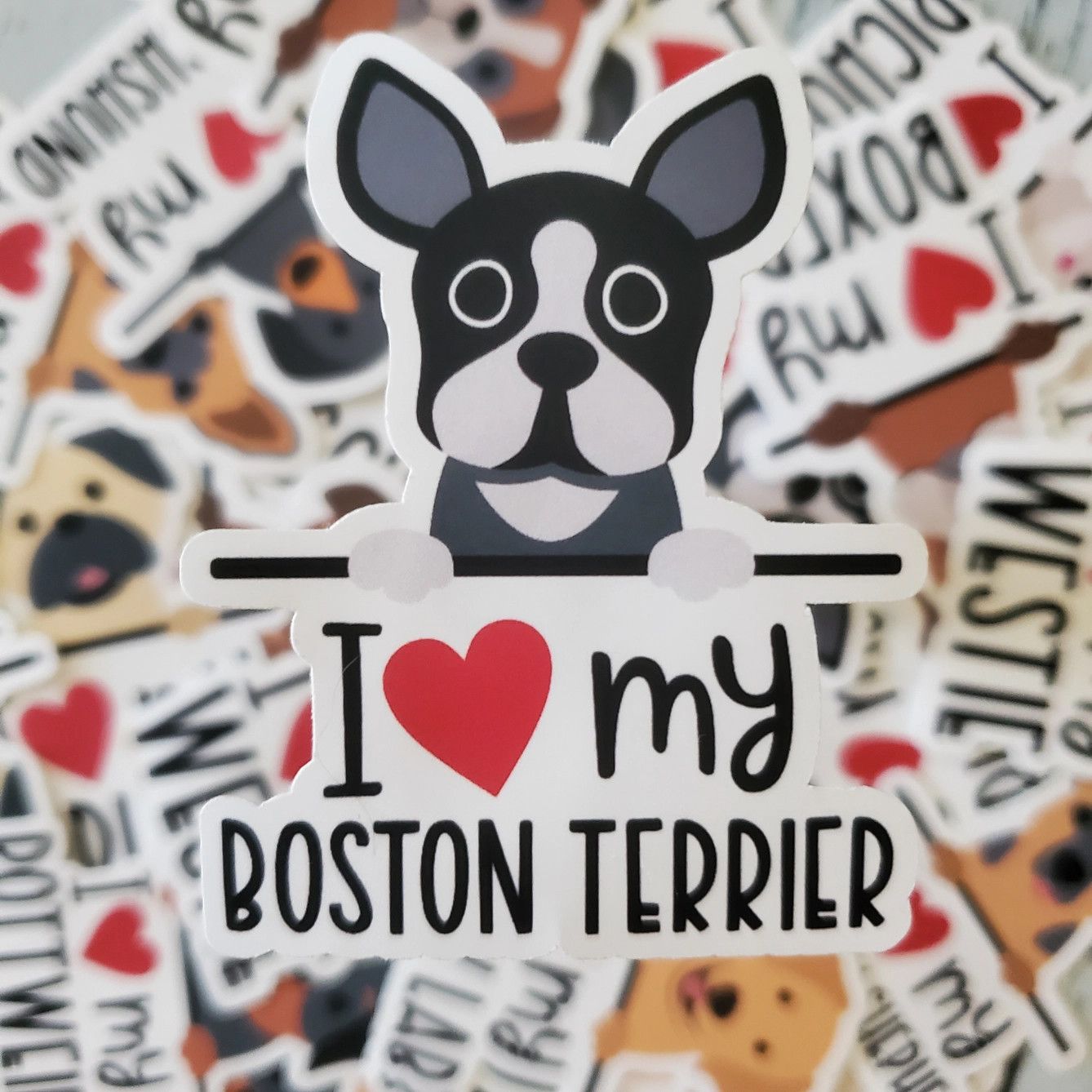 BREED STICKER I LOVE MY BOSTON TERRIER