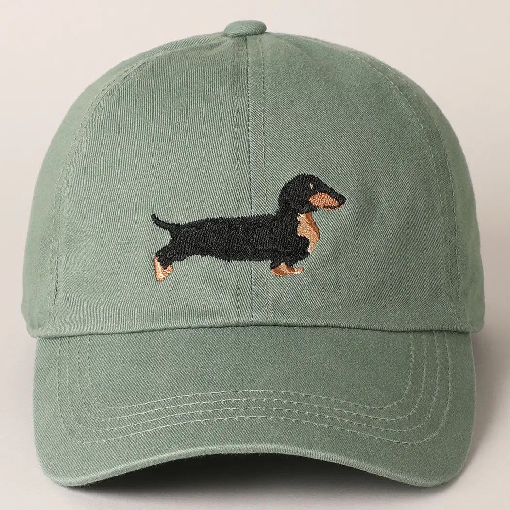 COTTON HAT DACHSHUND SAGE GREEN