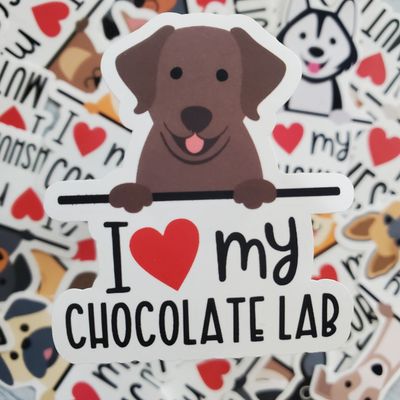 BREED STICKER I LOVE MY CHOCOLATE LAB