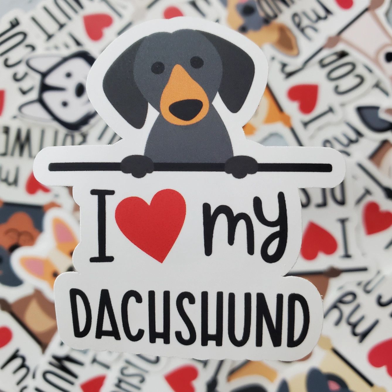 BREED STICKER I LOVE MY DACHSHUND
