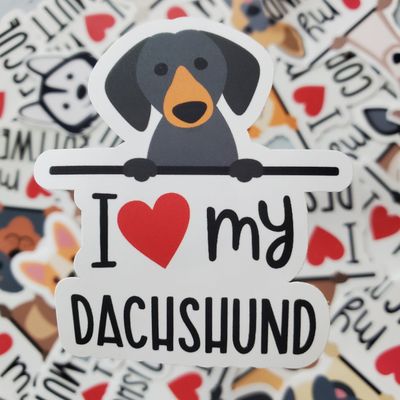 BREED STICKER I LOVE MY DACHSHUND