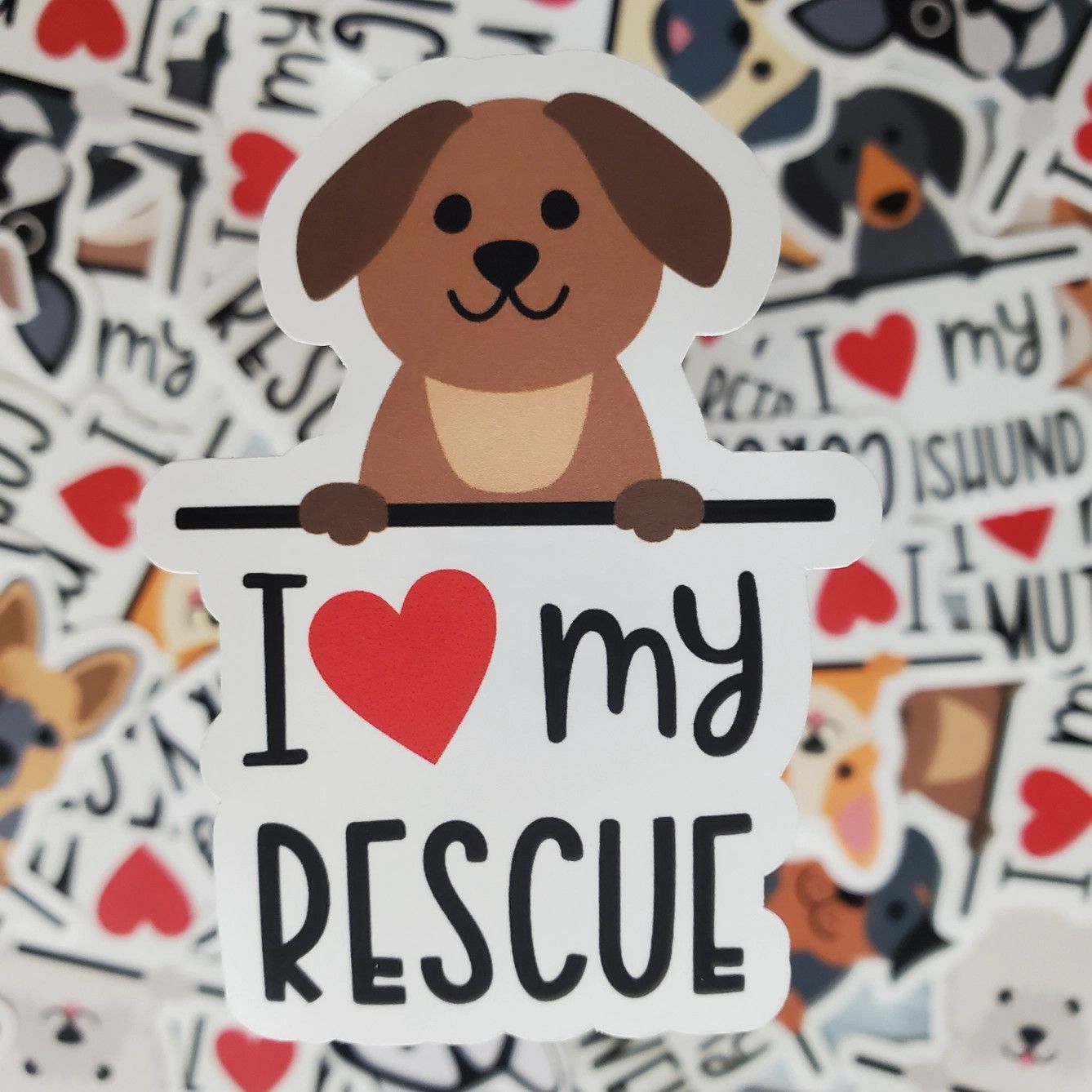 BREED STICKER I LOVE MY RESCUE