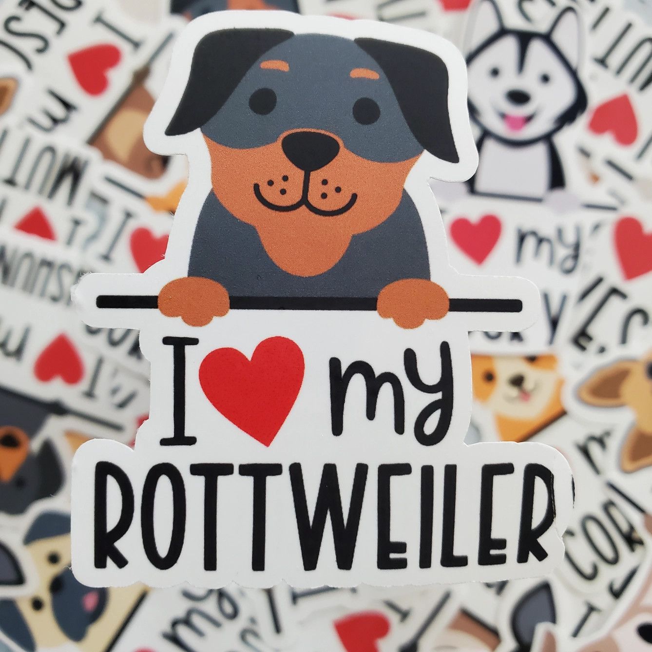 BREED STICKER I LOVE MY ROTTWEILER