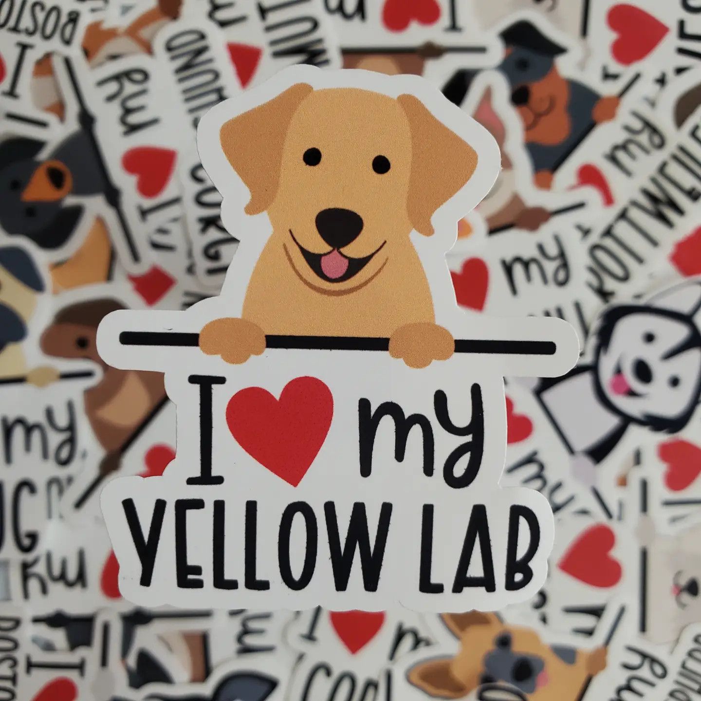 BREED STICKER I LOVE MY YELLOW LAB