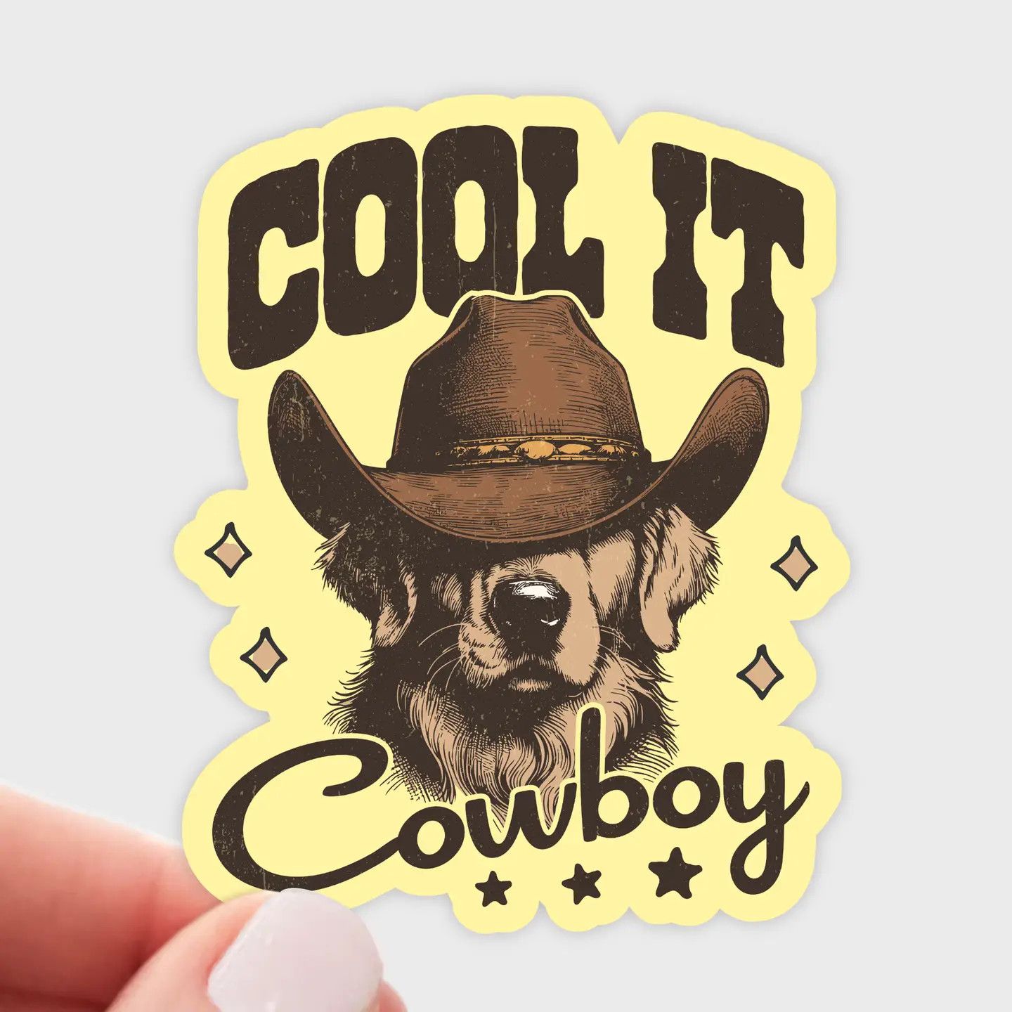 NOVELTY STICKER COOL IT COWBOY GOLDEN
