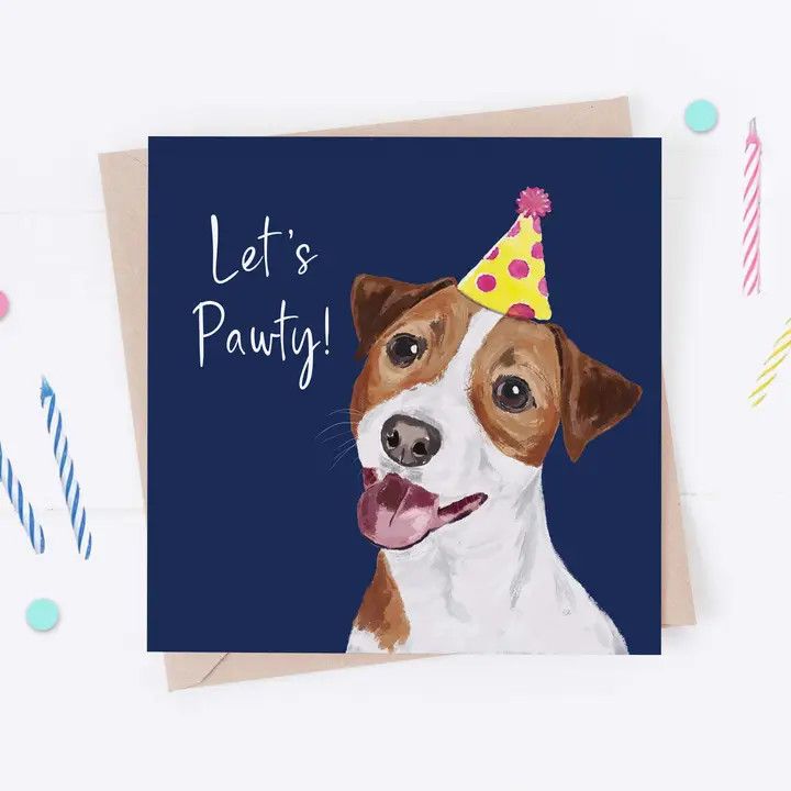 BIRTHDAY CARD LET'S PAWTY JACK RUSSELL