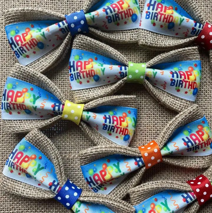BOW TIE BURLAP HAPPY BIRTHDAY