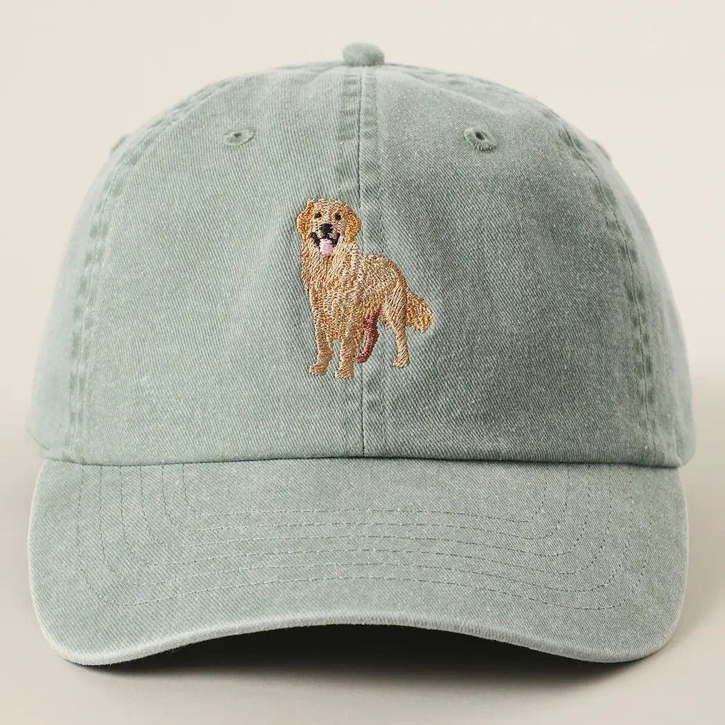 COTTON HAT SAGE GREEN GOLDEN RETRIEVER