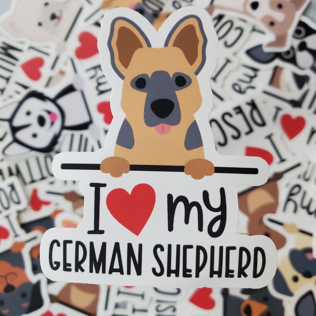 BREED STICKER I LOVE MY GERMAN SHEPHERD