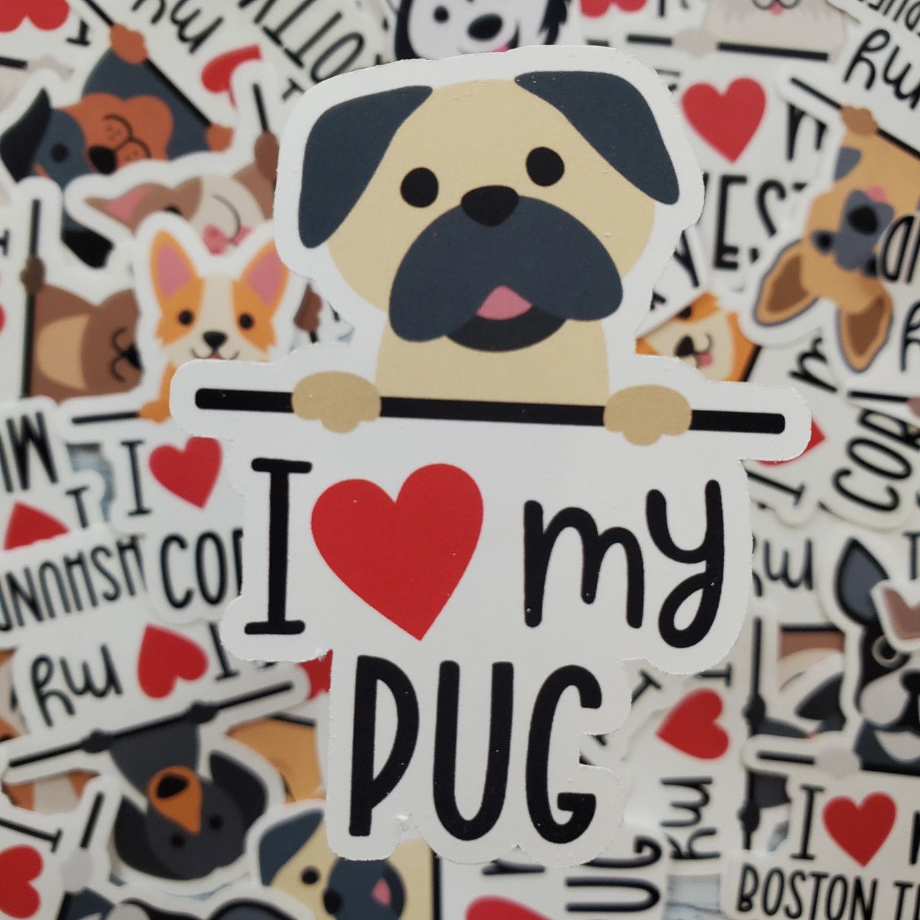 BREED STICKER I LOVE MY PUG