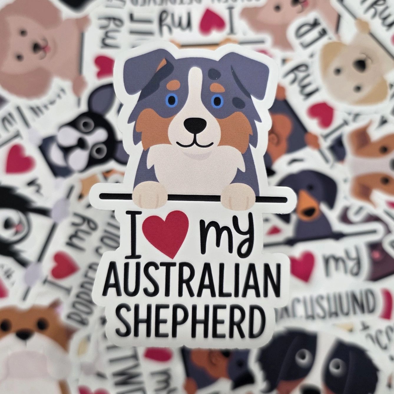 BREED STICKER I LOVE MY AUSTRALIAN SHEPHERD