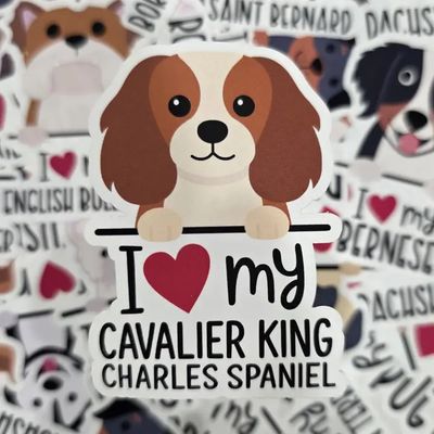 BREED STICKER I LOVE MY CAVALIER KING CHARLES SPANIEL