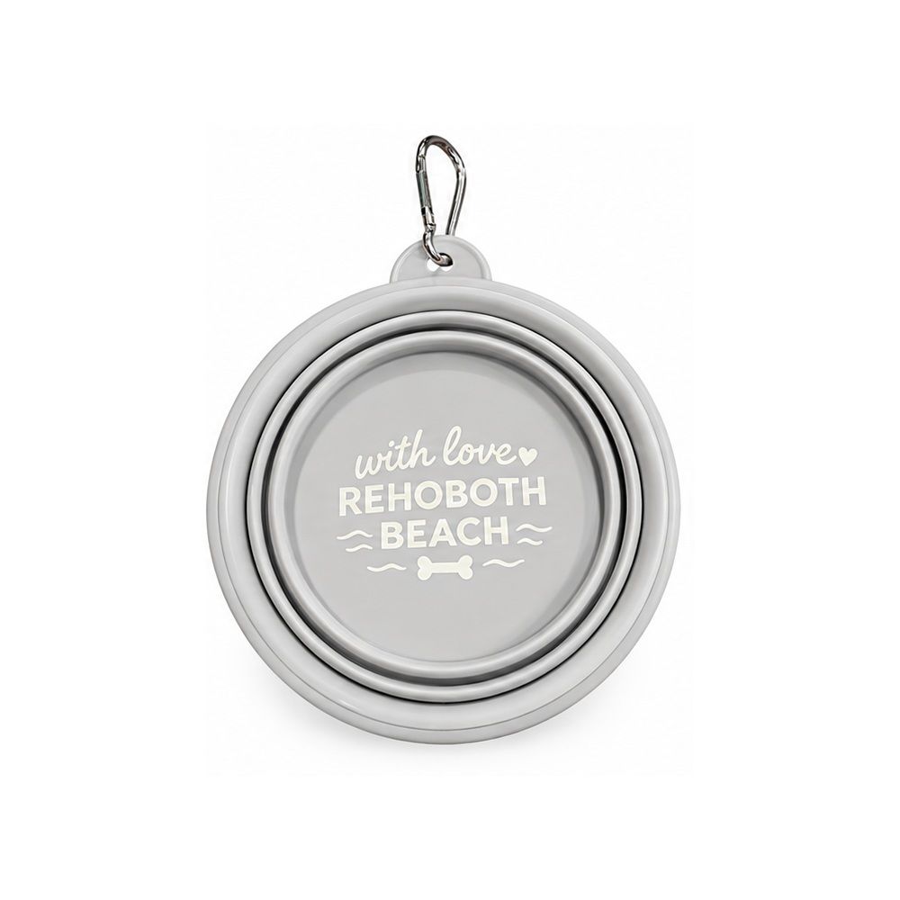 COLLAPSIBLE BOWL WITH LOVE REHOBOTH GREY