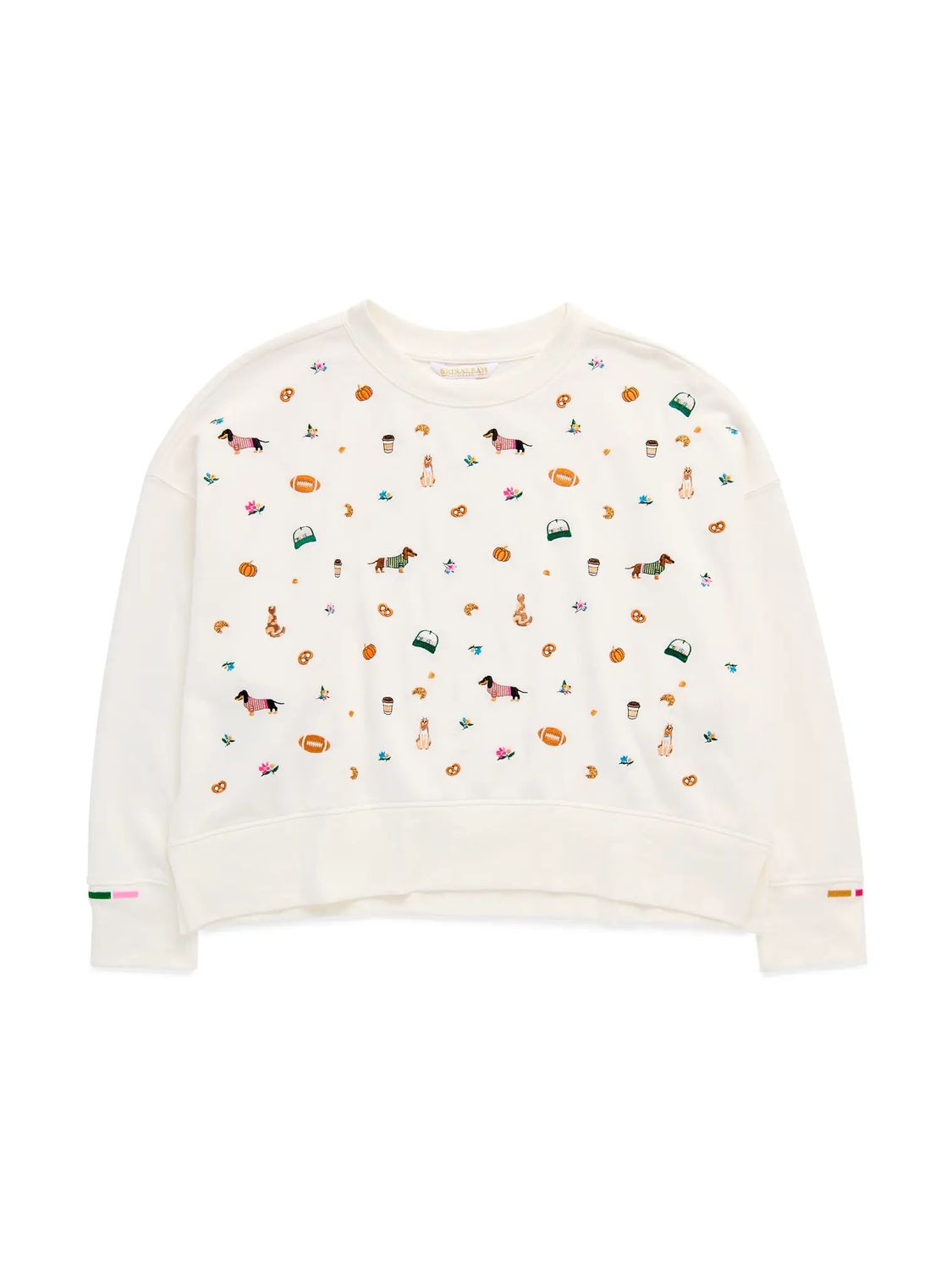 AUTUMN THEMED DOG CHARM CREWNECK, Color: CREAM, Size: XS