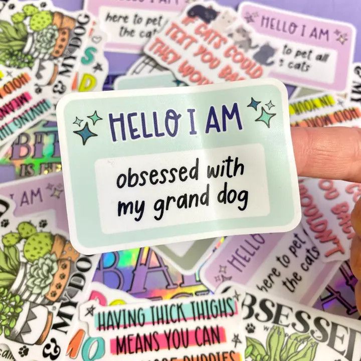 NOVELTY STICKER OBSESSED WITH MY GRAND DOG