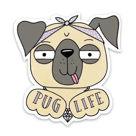 NOVELTY STICKER PUG LIFE