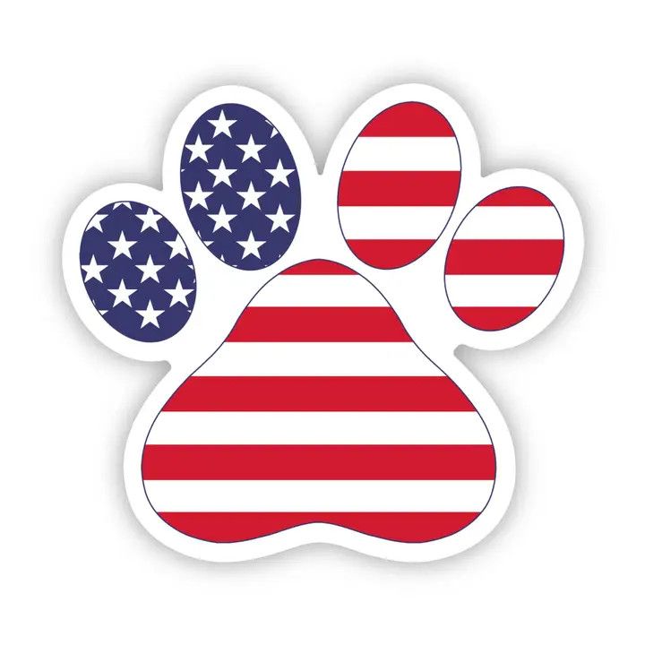 NOVELTY STICKER PAW PRINT AMERICAN FLAG