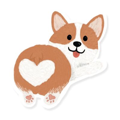 NOVELTY STICKER CUTE CORGI BUTT