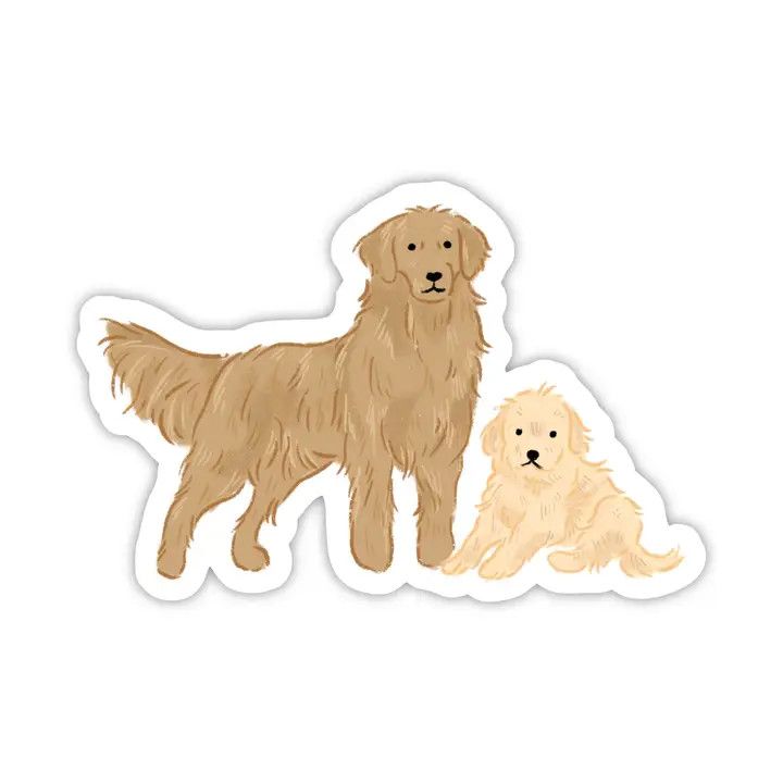 NOVELTY STICKER GOLDEN RETRIEVER AND PUPPY