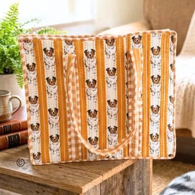 TOTE BAG BLOCK PRINT TAN HARPER AUSTRALIAN SHEPHERD