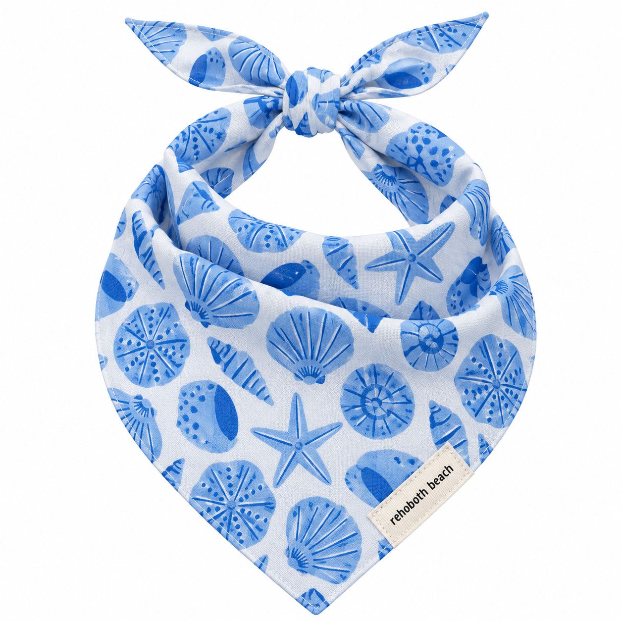 BANDANA SEASIDE BLUE SEASHELLS, Size: S