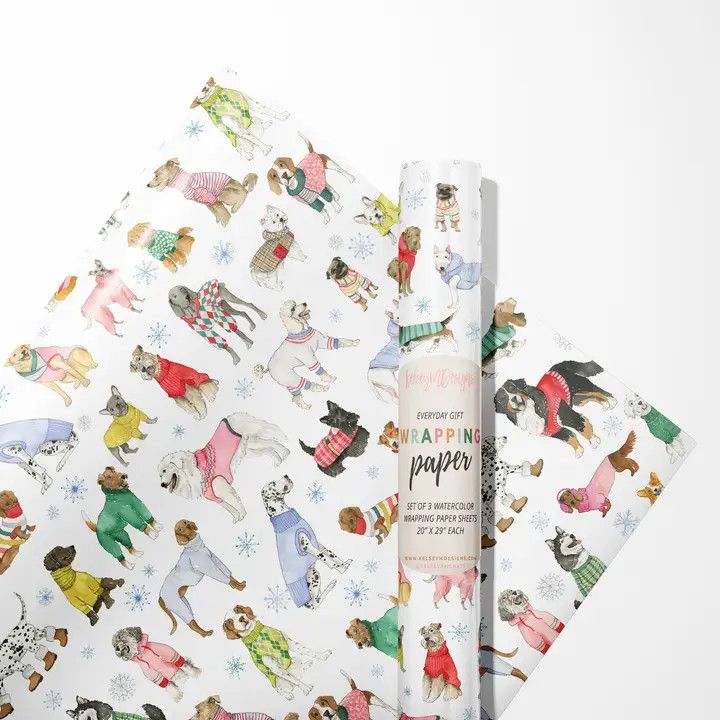 GIFT WRAP HOLIDAY SWEATER DOGS