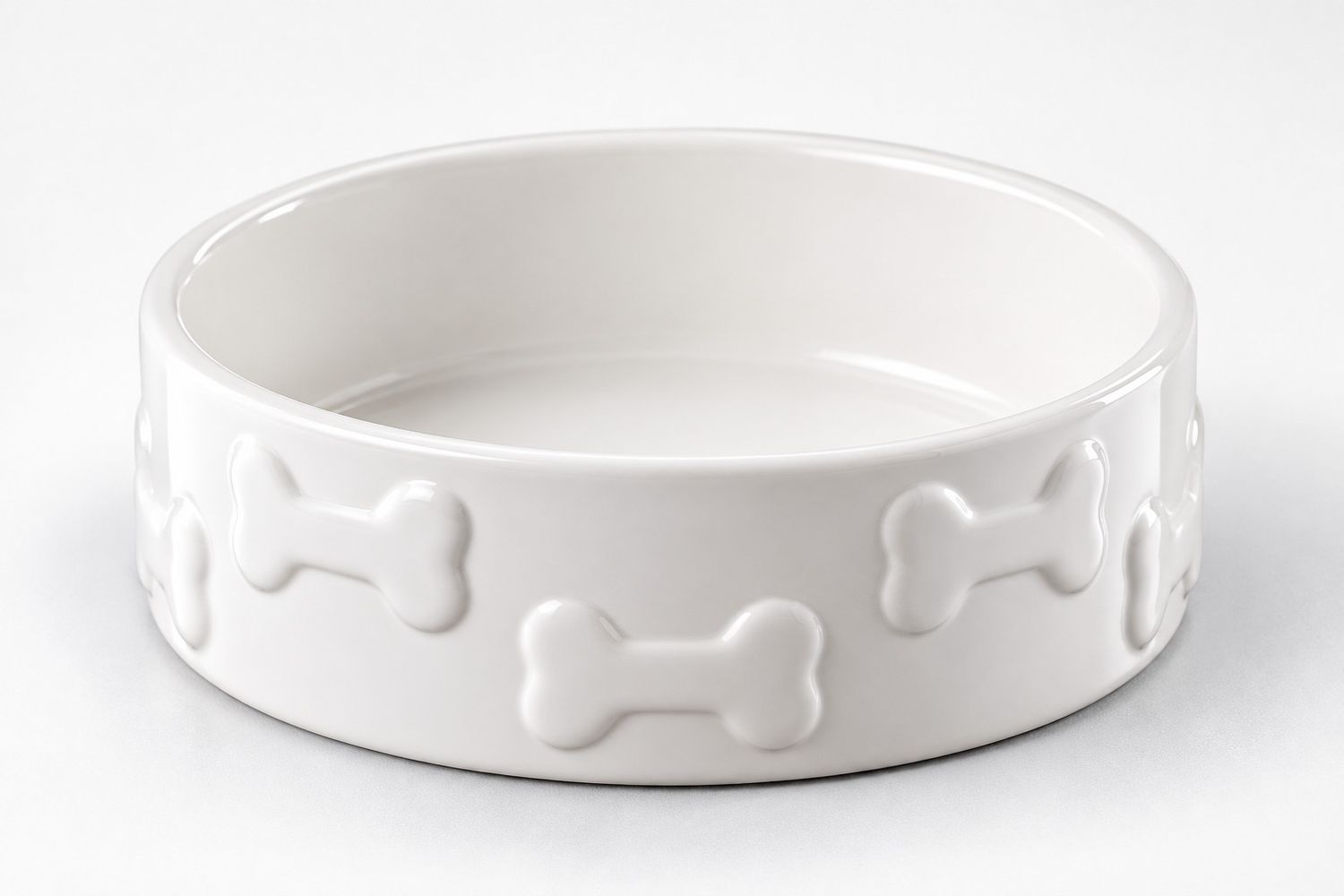CERAMIC DOG BOWL WHITE BONES