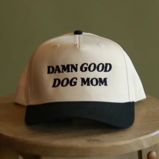 STRUCTURED COTTON HAT GREEN/CREAM DAMN GOOD DOG MOM