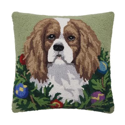 CHRISTMAS HOOK PILLOW CAVALIER KING CHARLES SPANIEL