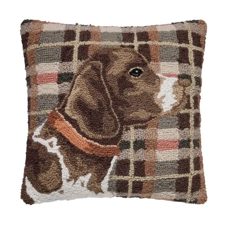 PILLOW PLAID HUNTING DOG HOOK