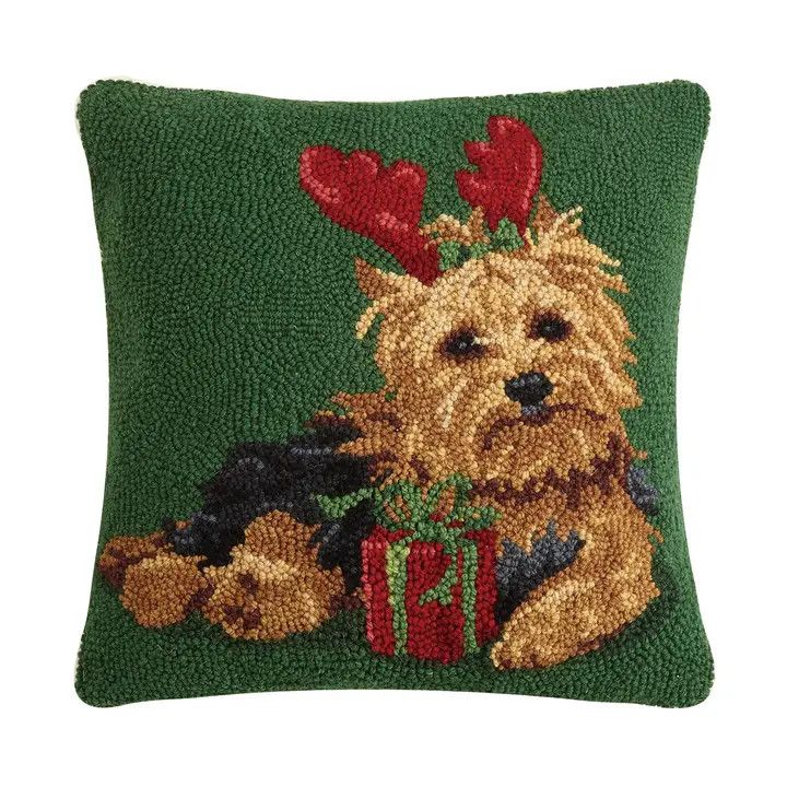 CHRISTMAS HOOK PILLOW YORKIE