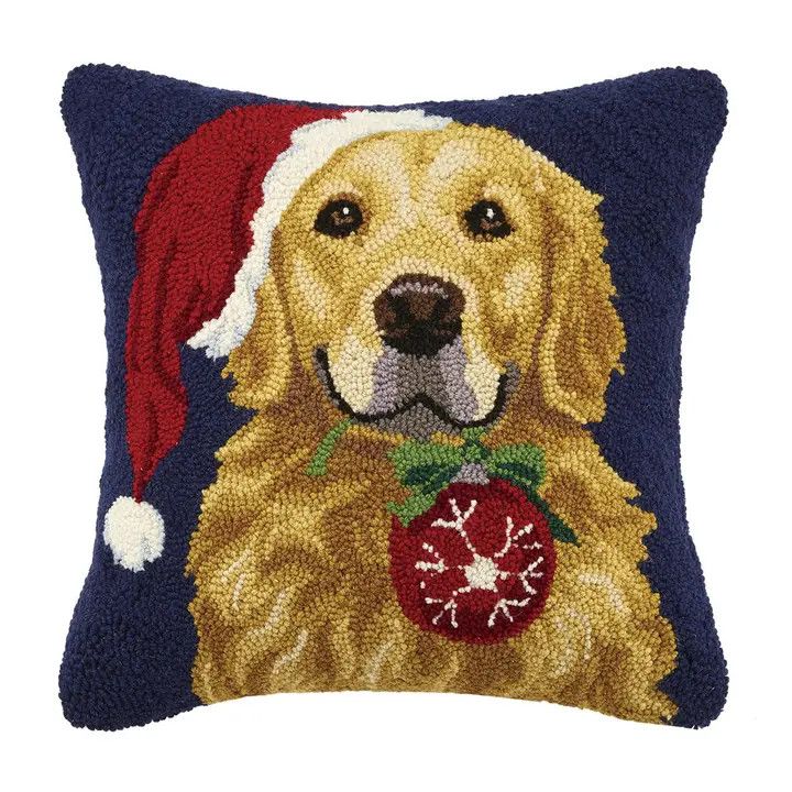 CHRISTMAS HOOK PILLOW GOLDEN RETRIEVER ORNAMENT